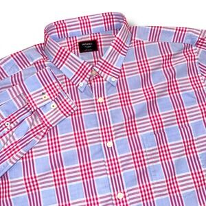UNTUCKit Simpson Slim Fit Plaid Button Down Shirt Mens XXL Pink Blue 41806